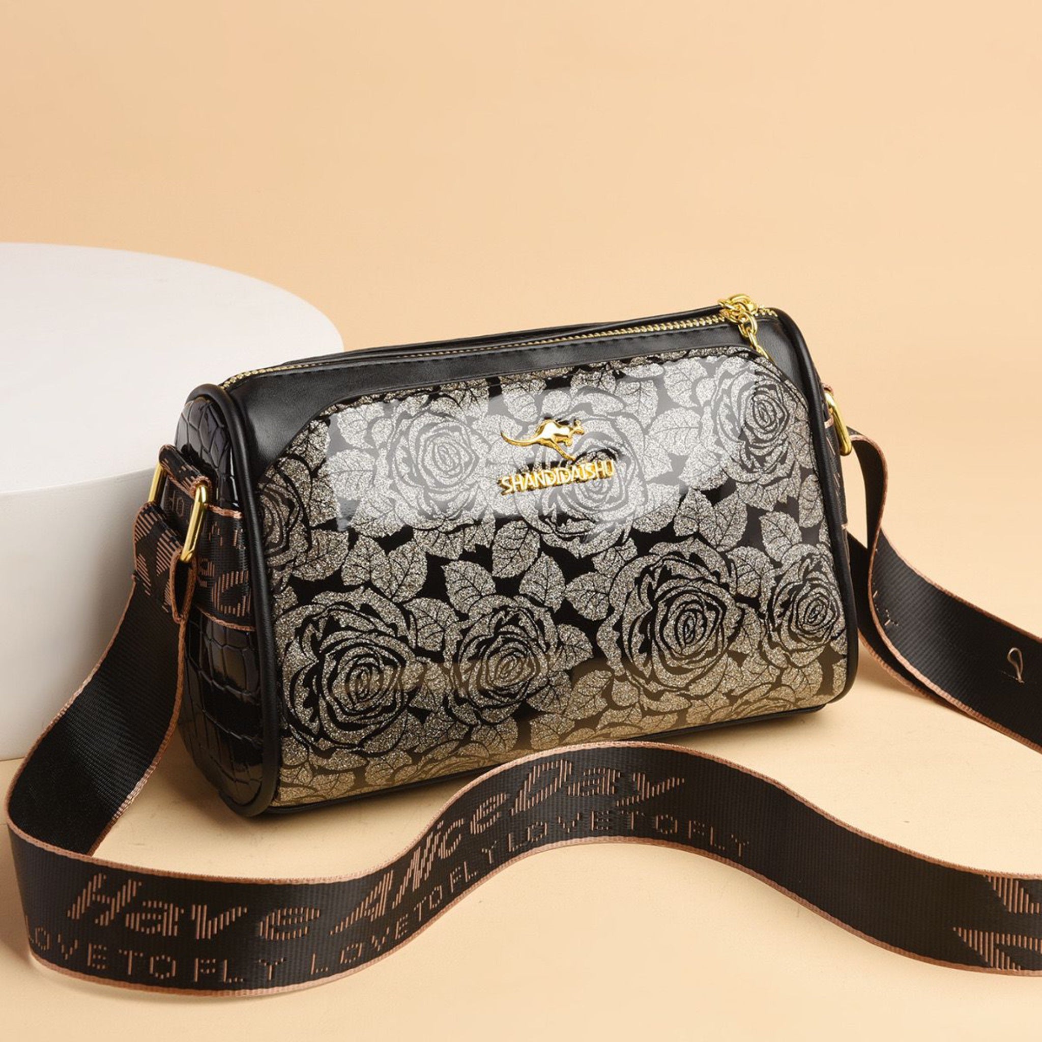 Black Virtuous Sling Bag - Flower