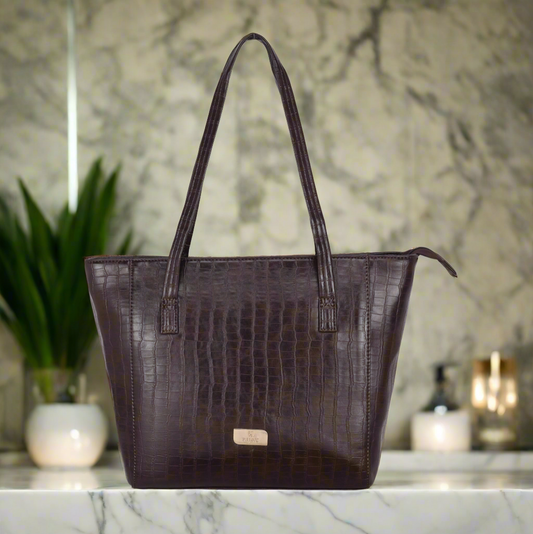 BROWN LUXE LARGE SHOULDER BAG