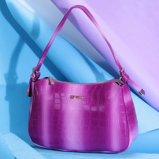 PURPLE LUMINA VEGAN SHOULDER BAG