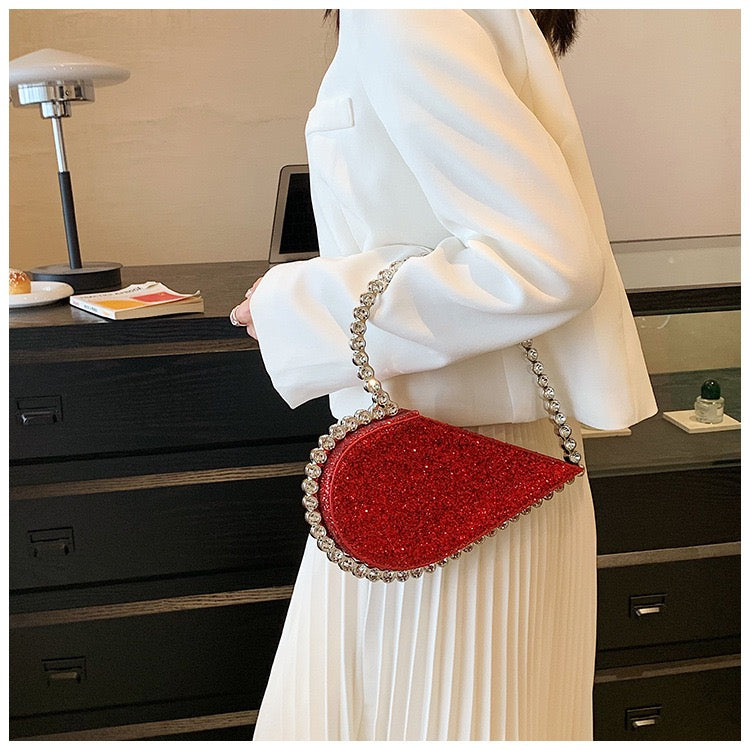 Red Novi Heart Shape Clutch (With Box)