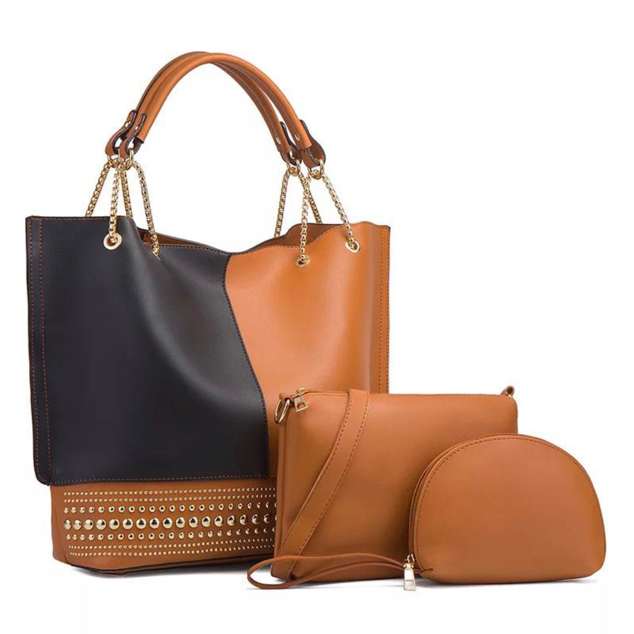 Tan 3 Piece Tyra Handbag