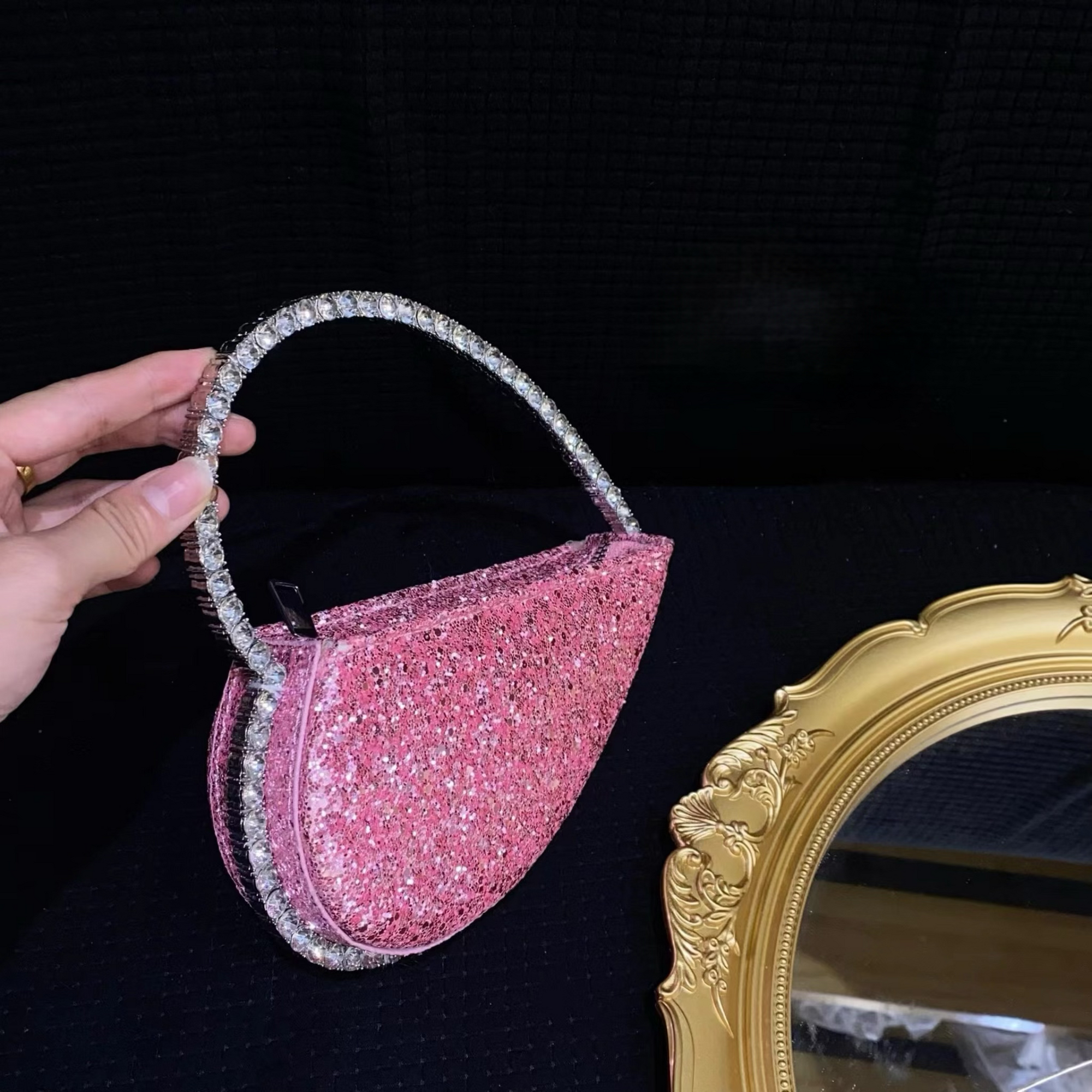 Pink Novi Heart Shape Clutch (With Box)