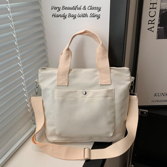 White Nori Canvas Shoulder Bag