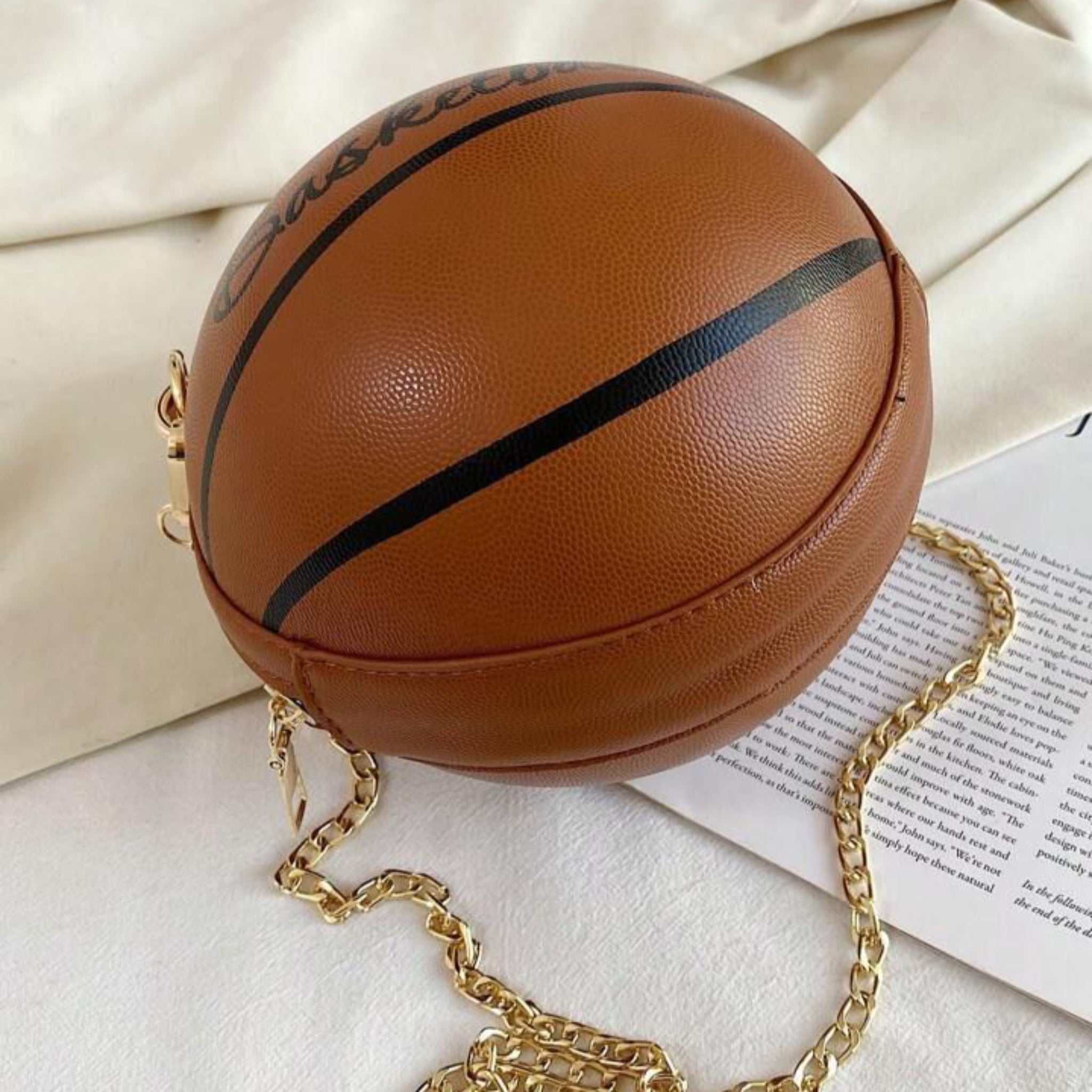 Tan Basketball Sling Bag