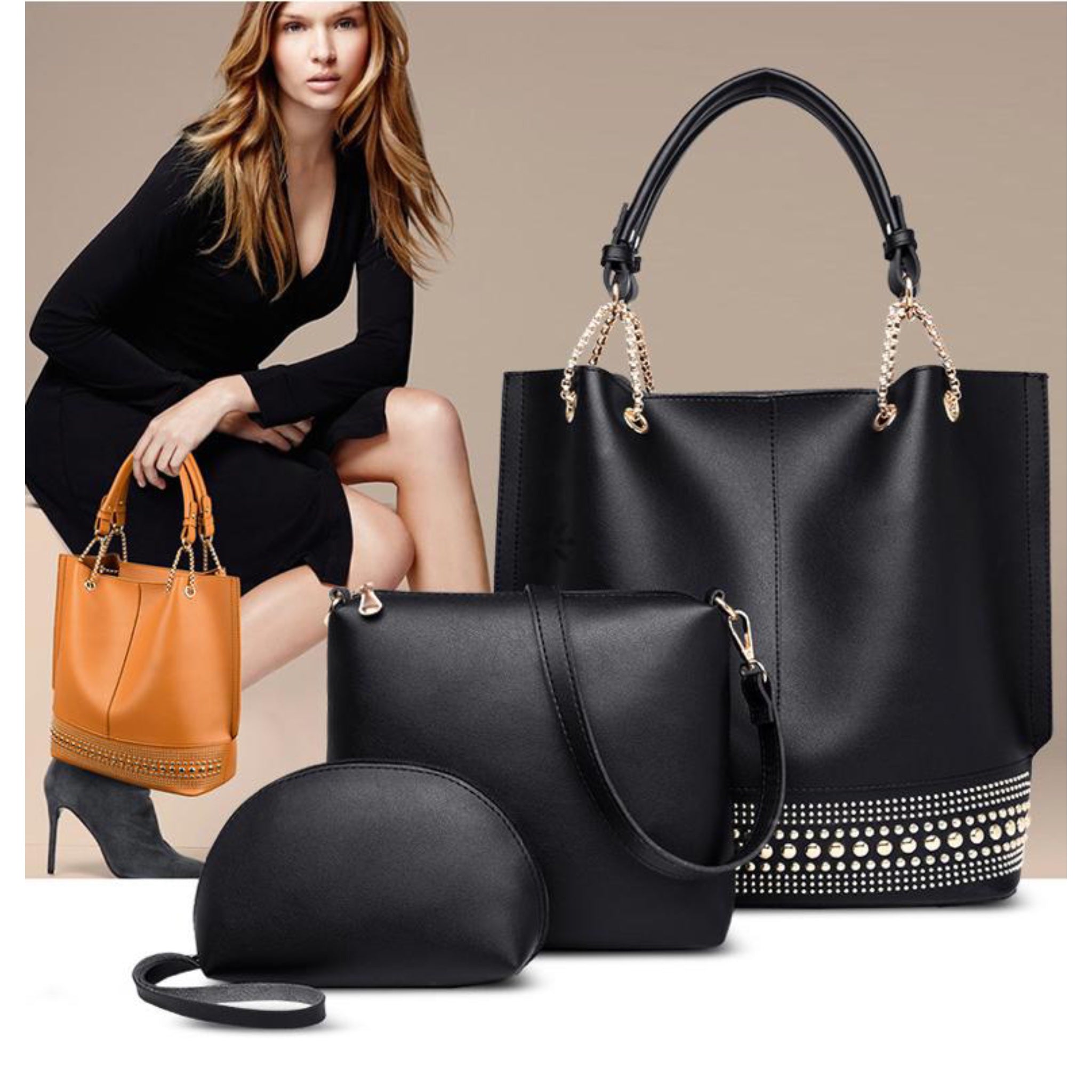 Black 3 Piece Tyra Handbag