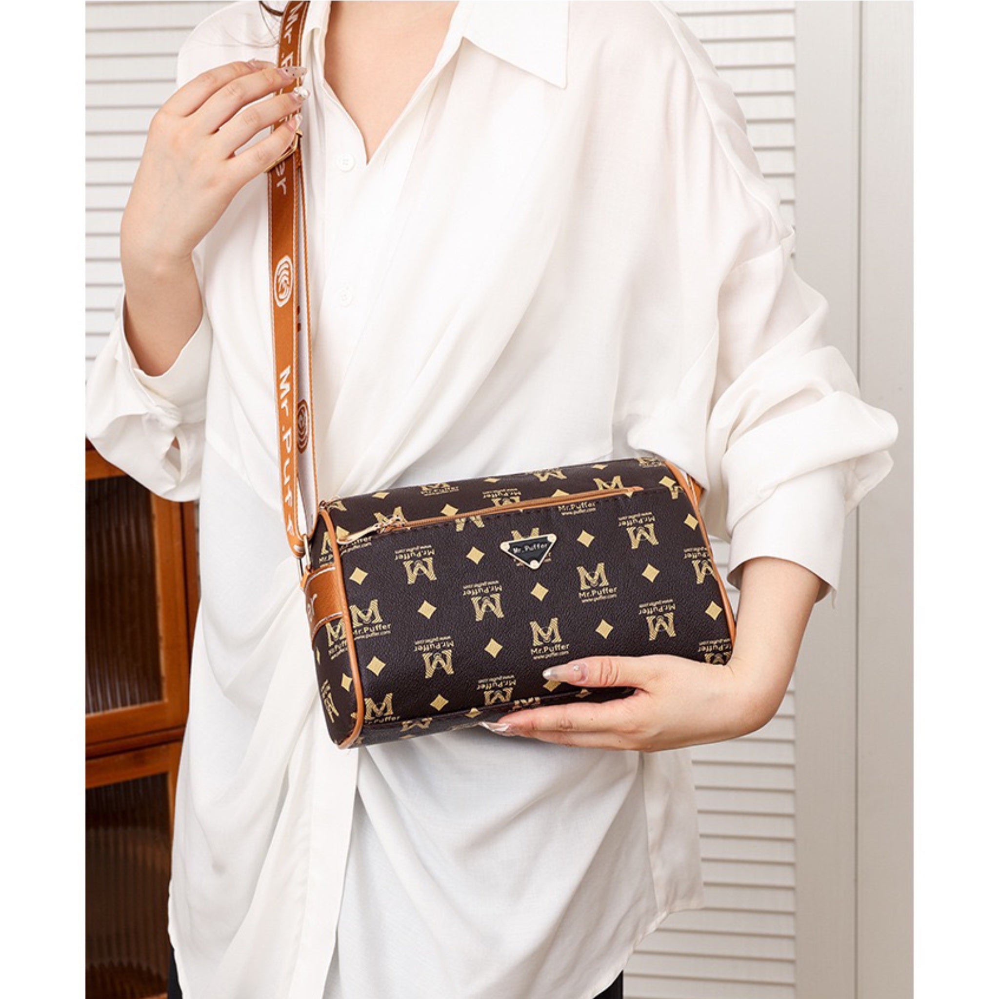 Brown M Print Mira Sling Bag