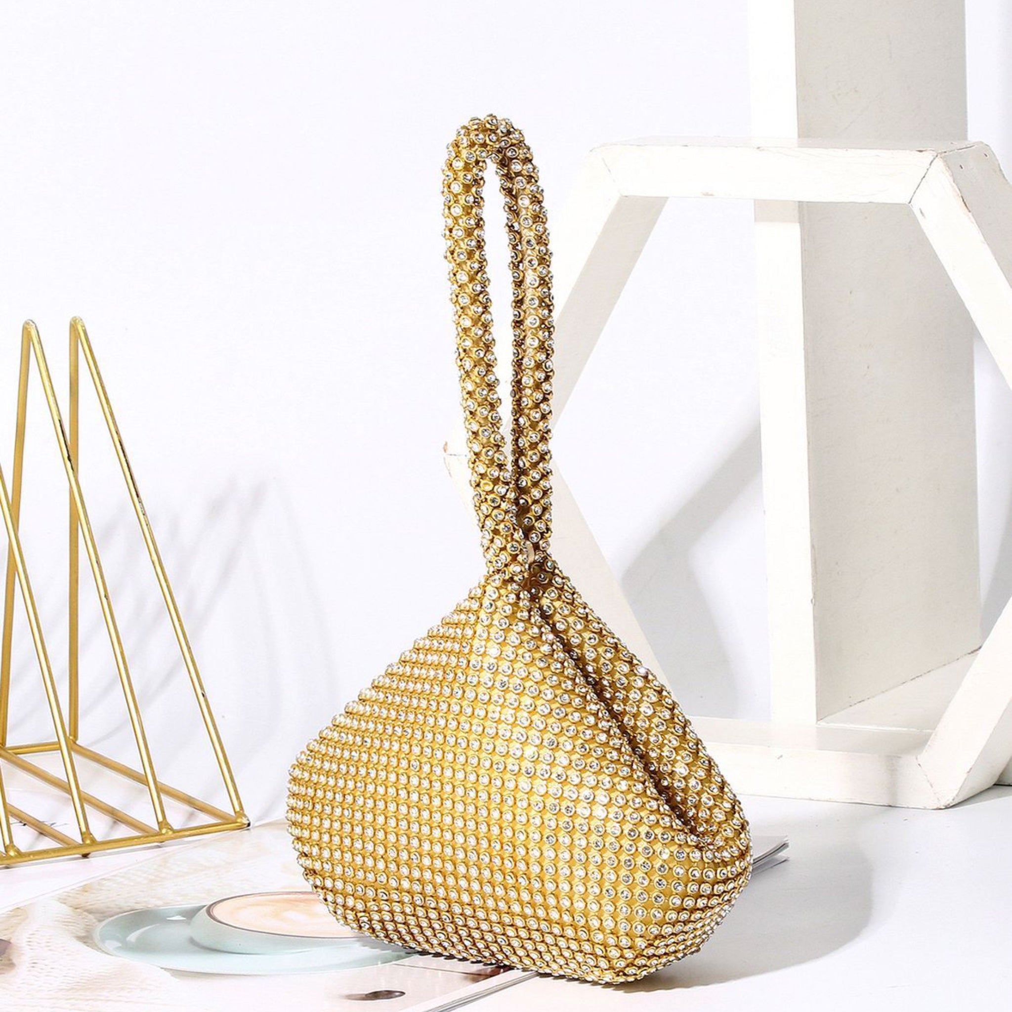 Gold EcoGlam Diamond Sling Bag