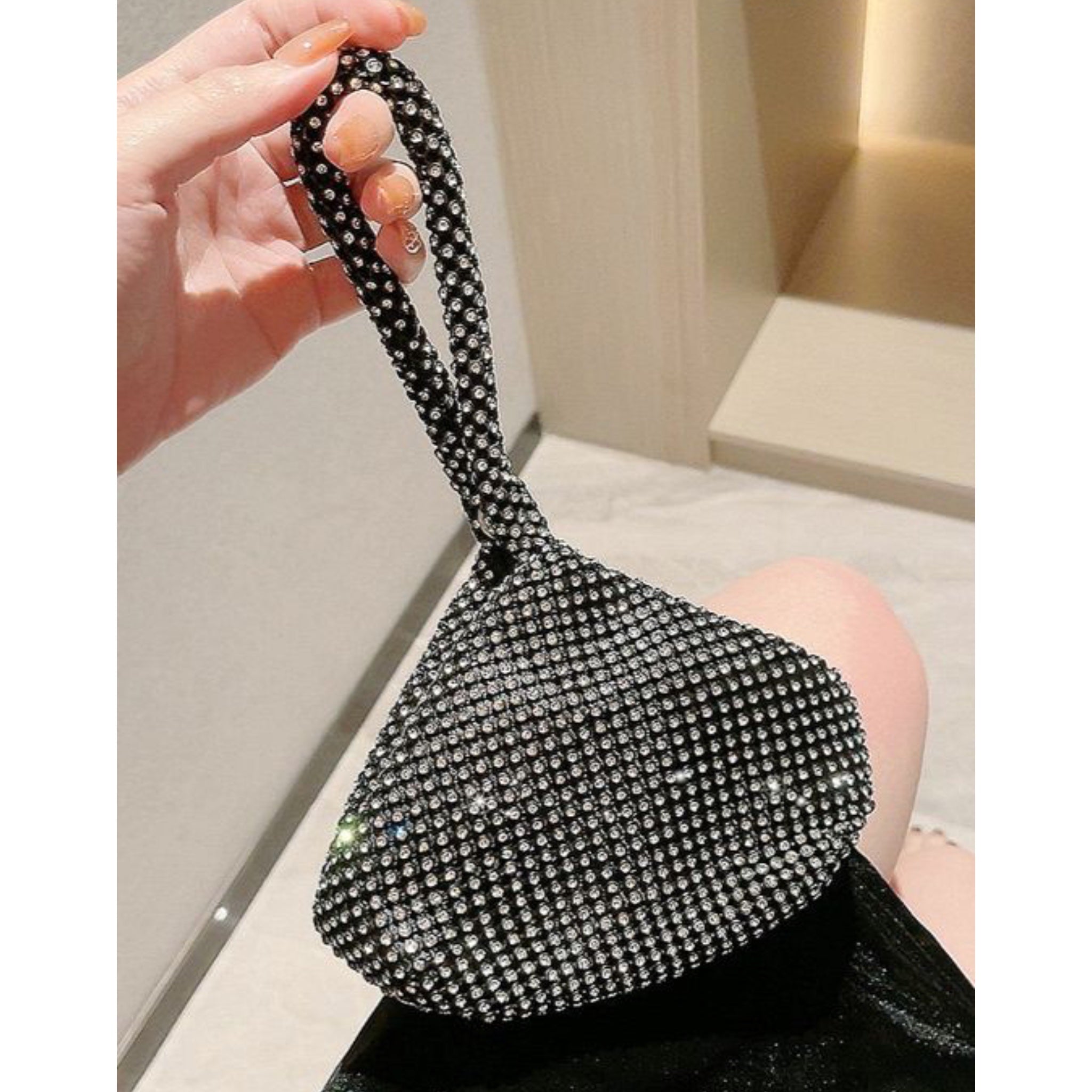 Black EcoGlam Diamond Sling Bag