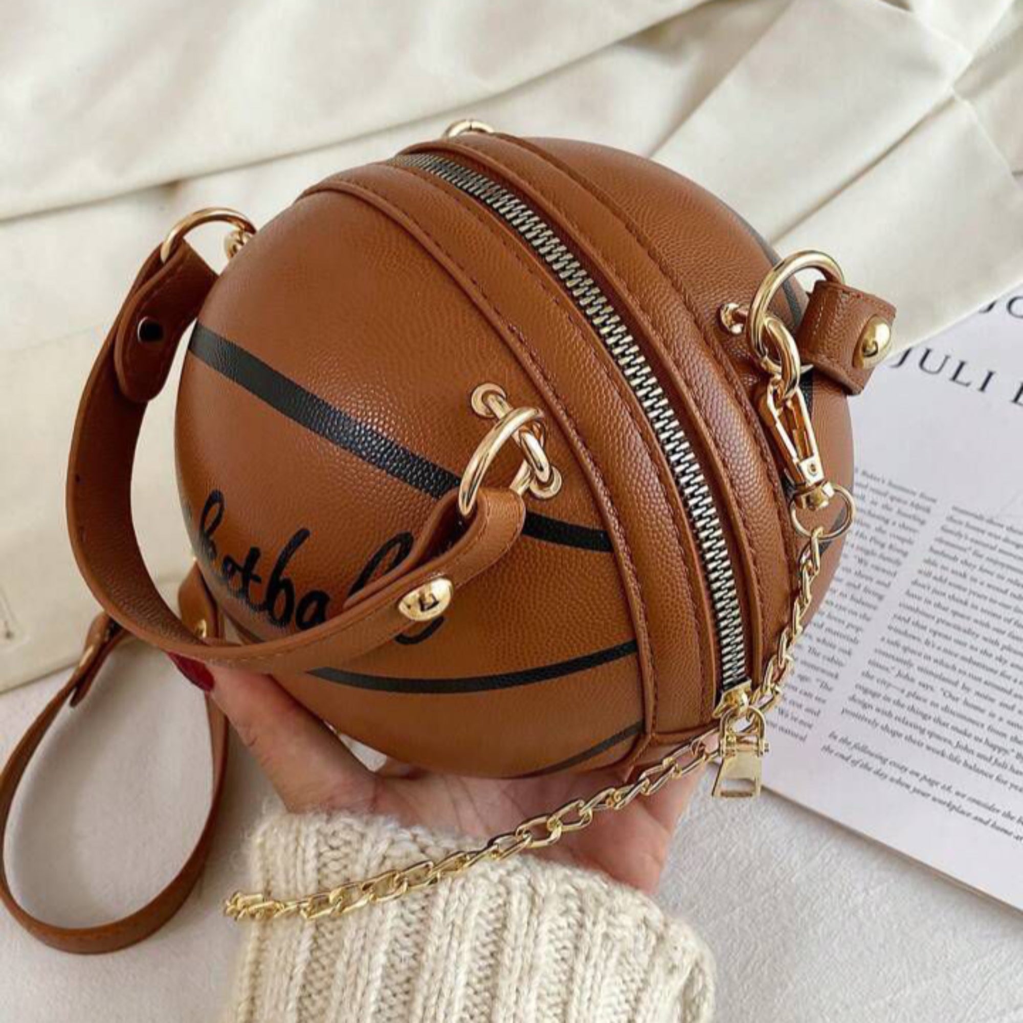 Tan Basketball Sling Bag