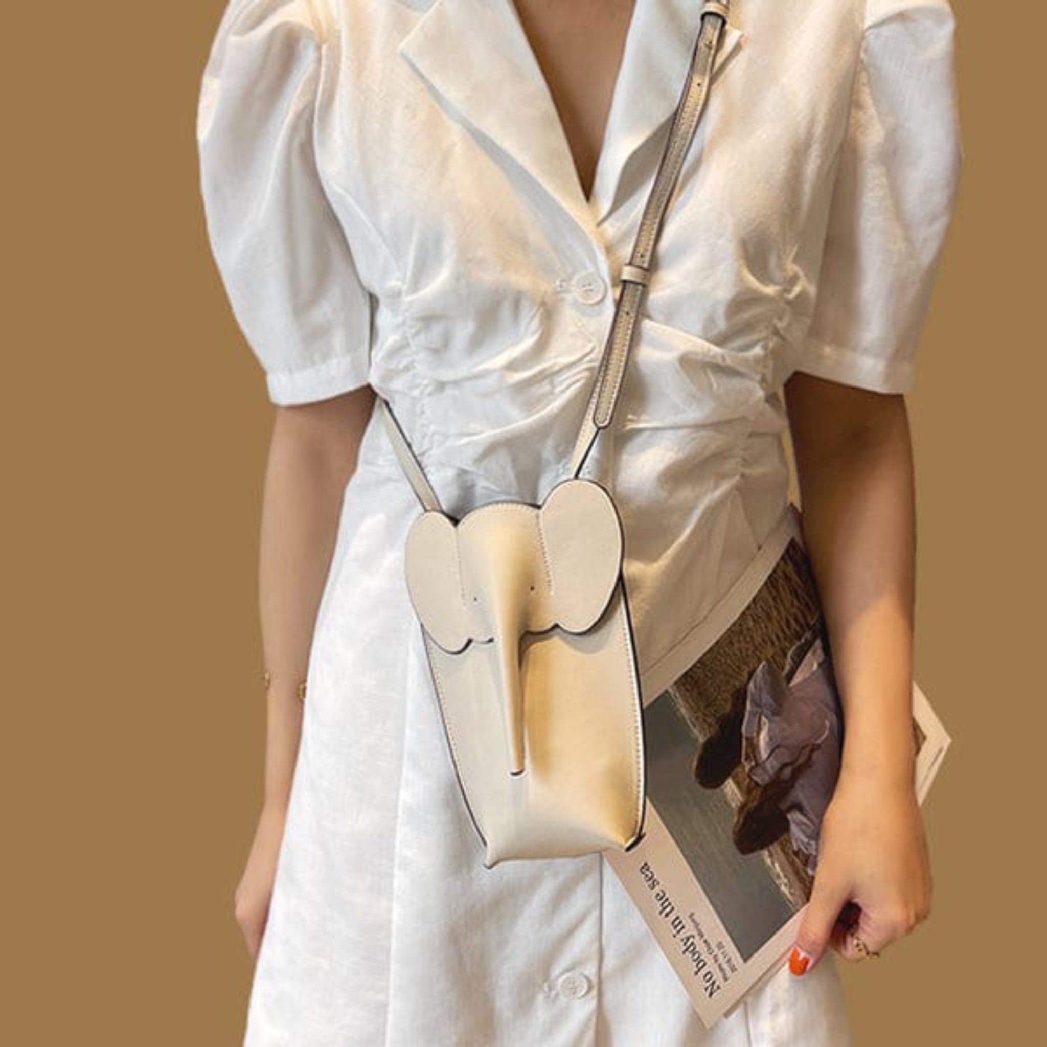 White Glam Mobile Sling Bag