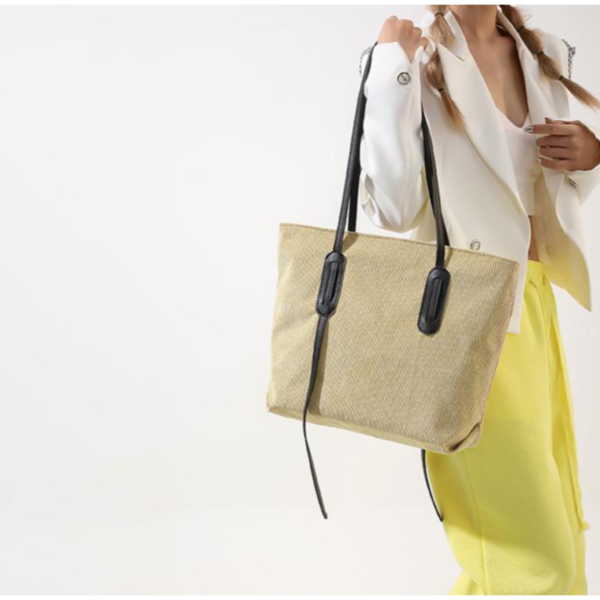 Beige Velo Tote Bag