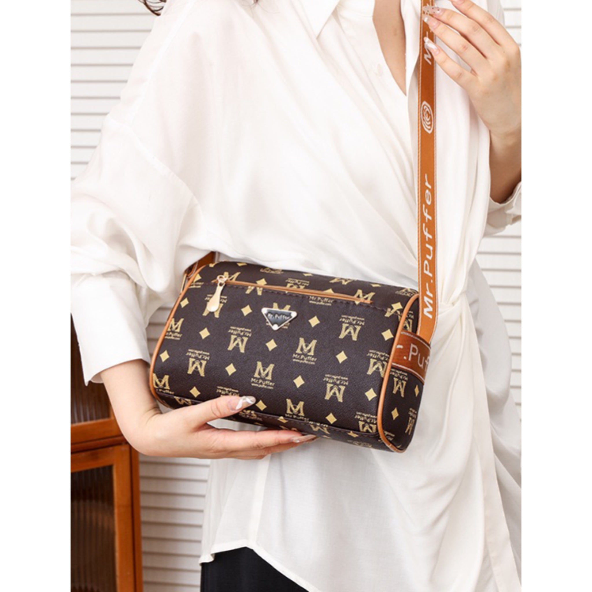 Brown M Print Mira Sling Bag