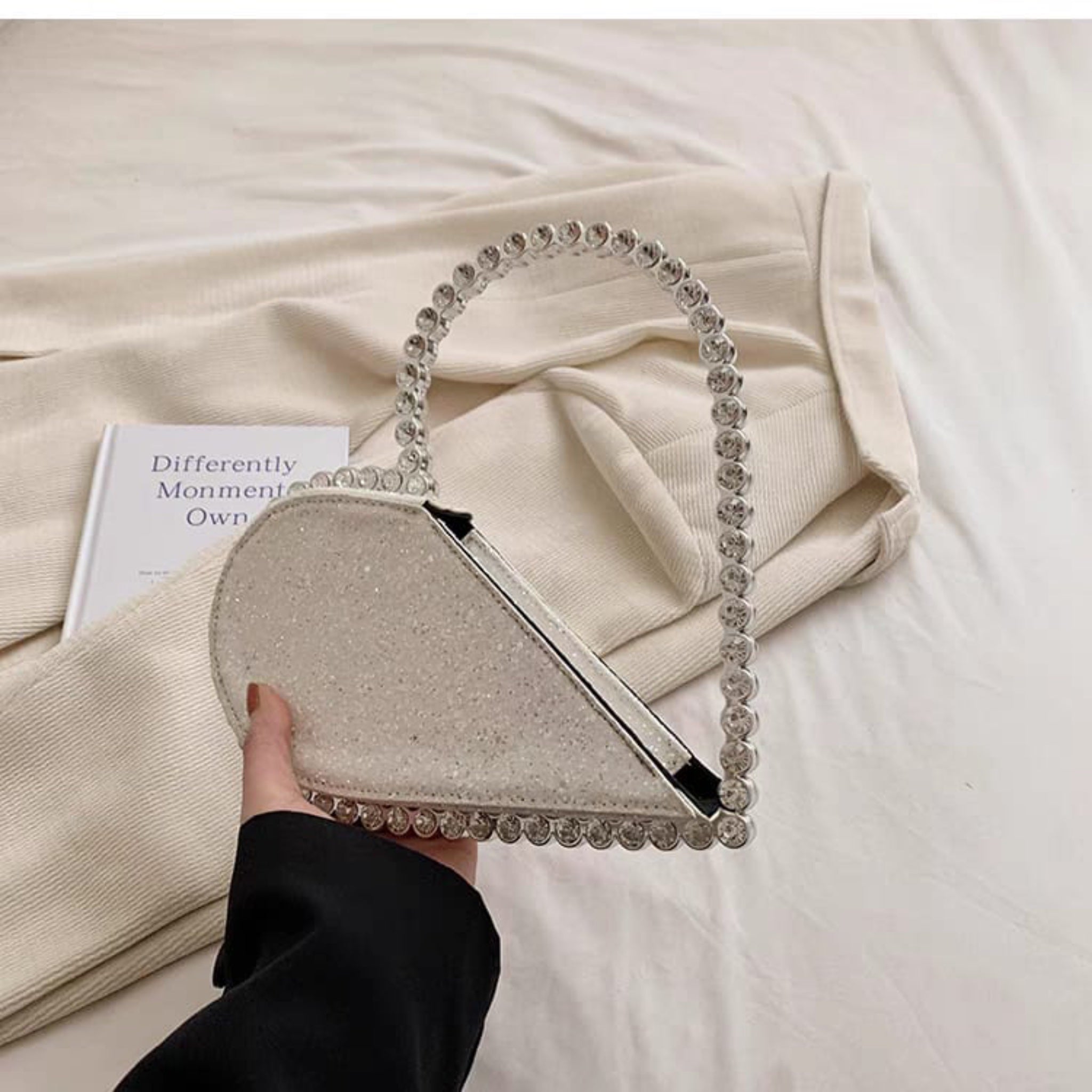 Silver Novi Heart Shape Clutch (With Box)