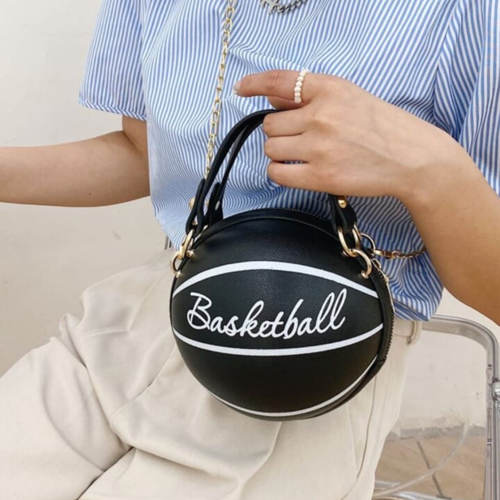 Black Basketball Sling Bag