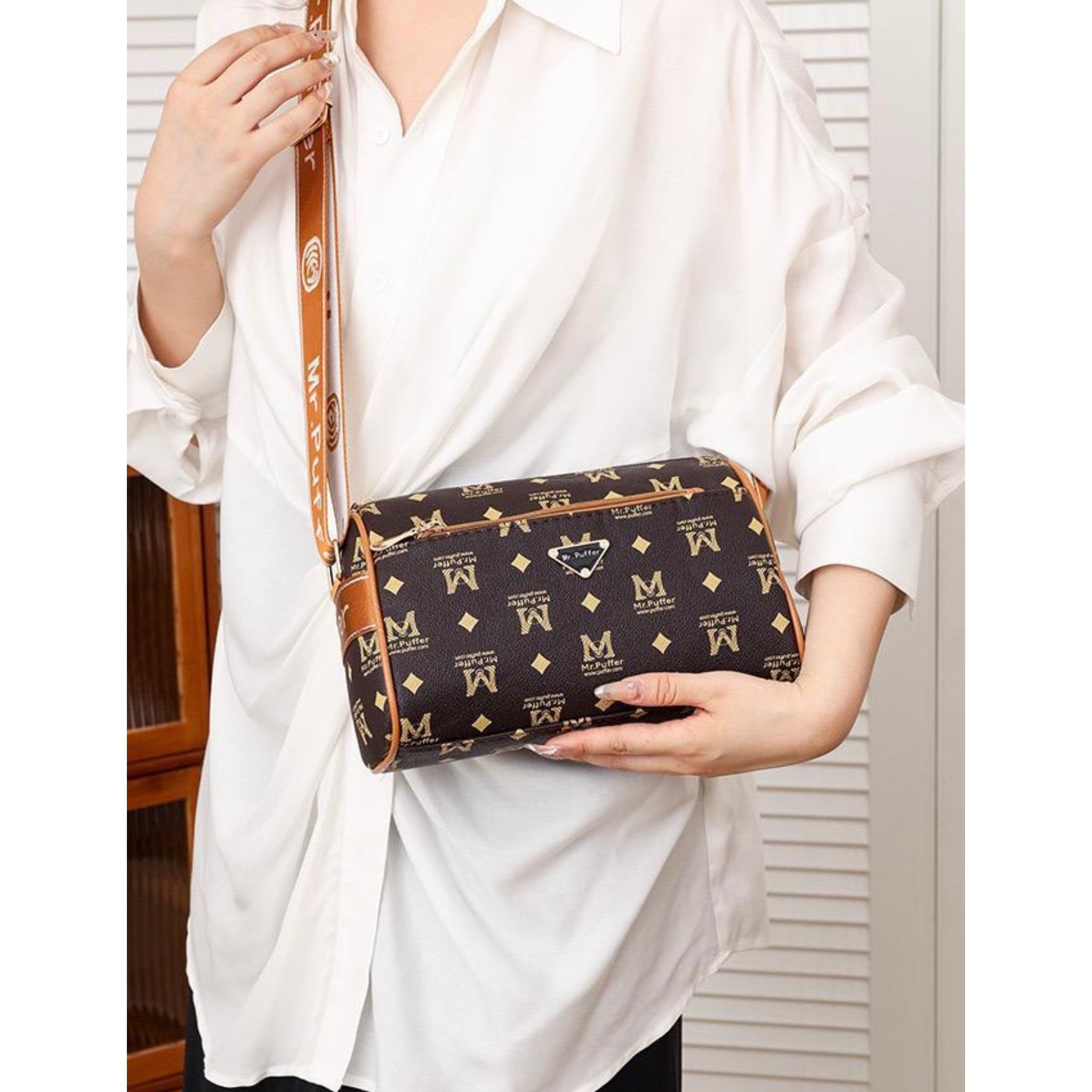 Brown M Print Mira Sling Bag