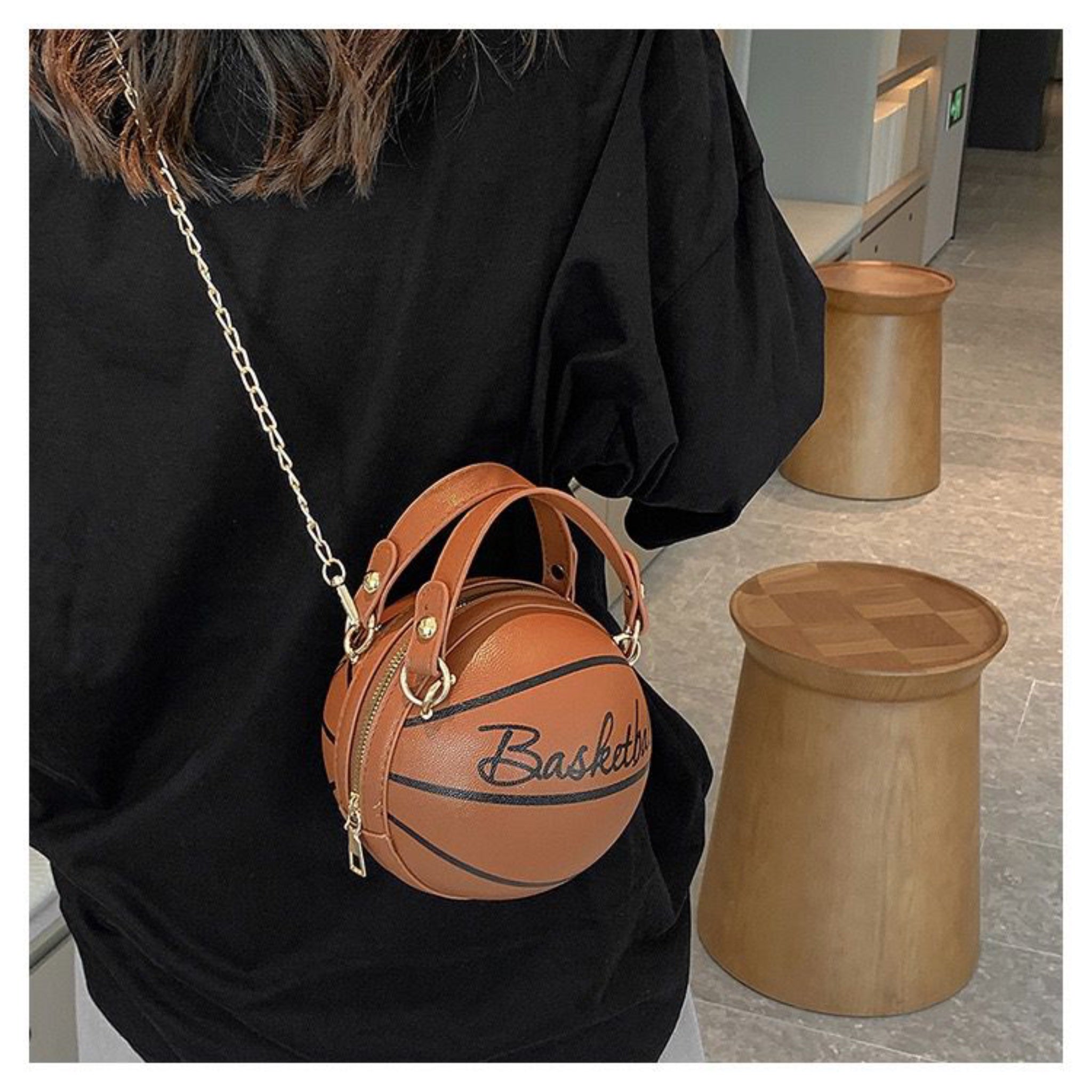 Tan Basketball Sling Bag