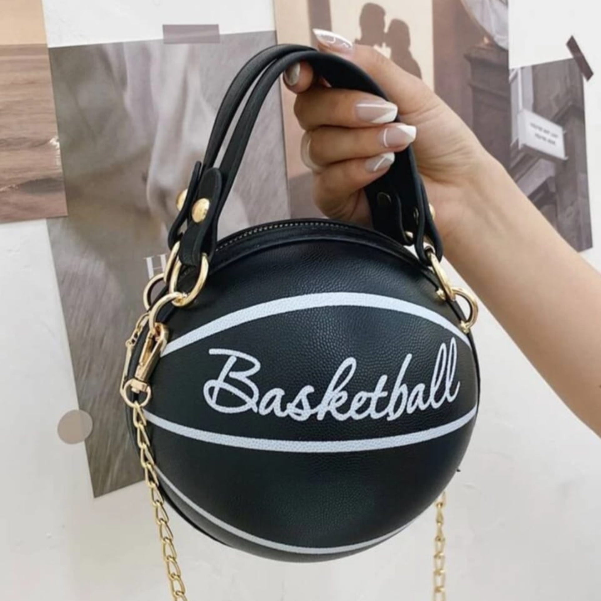 Black Basketball Sling Bag