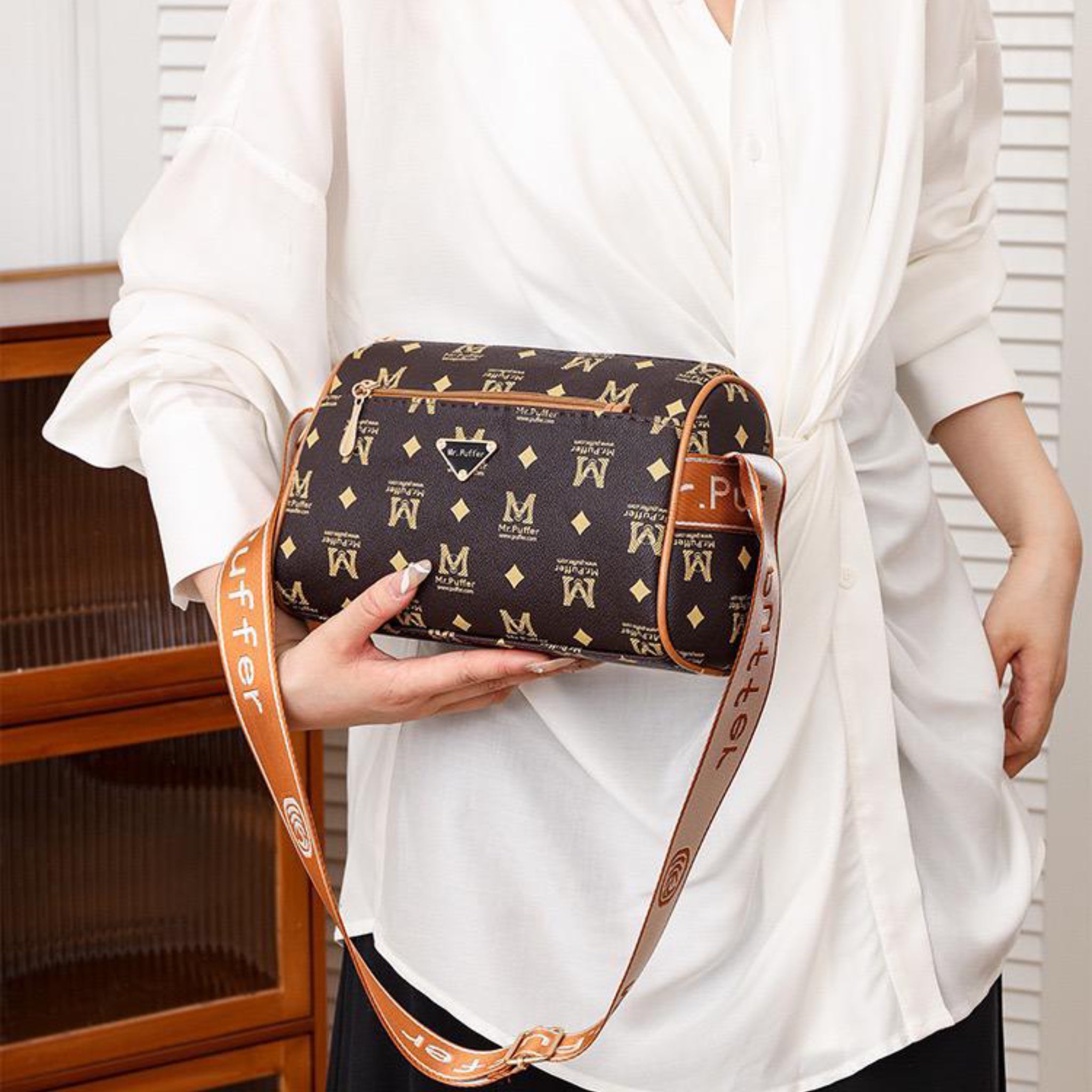 Brown M Print Mira Sling Bag