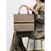 Brown Checks Ovi Canvas Tote Bag