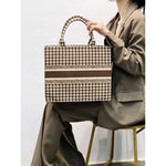 Brown Checks Ovi Canvas Tote Bag