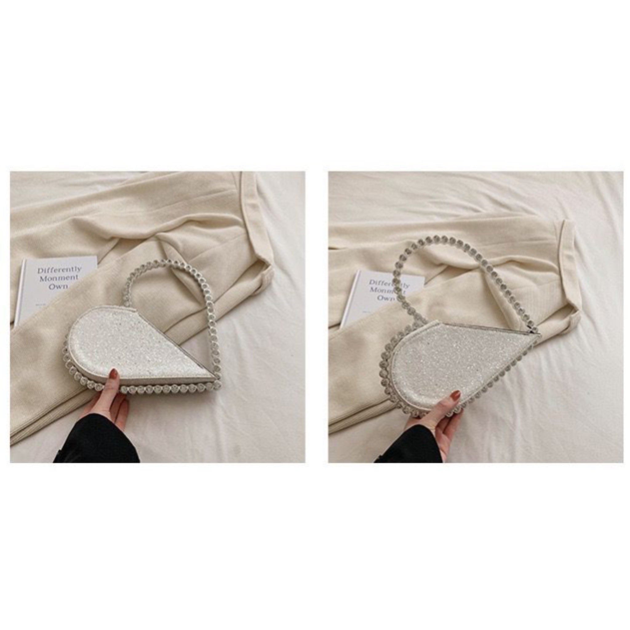 Silver Novi Heart Shape Clutch (With Box)