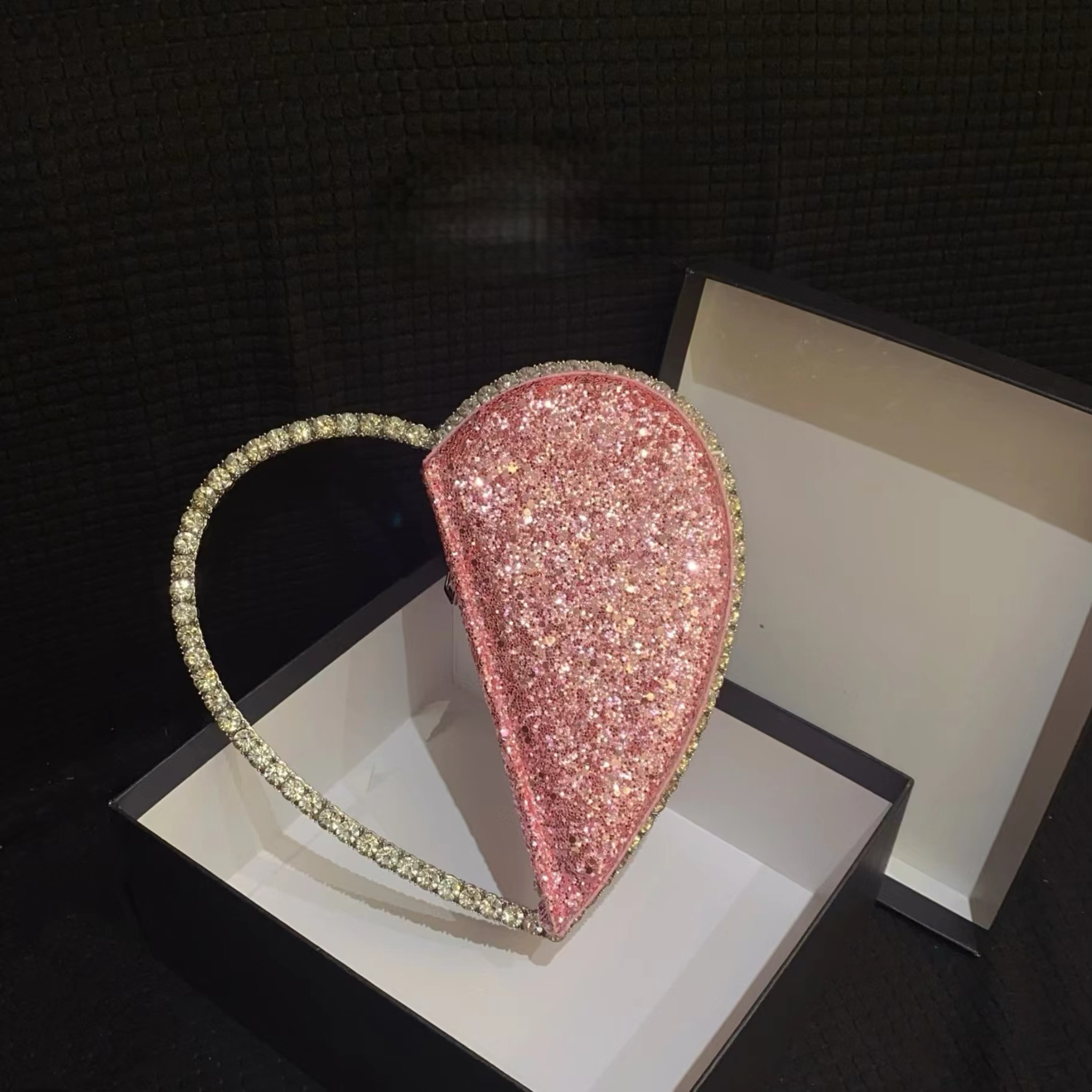 Pink Novi Heart Shape Clutch (With Box)