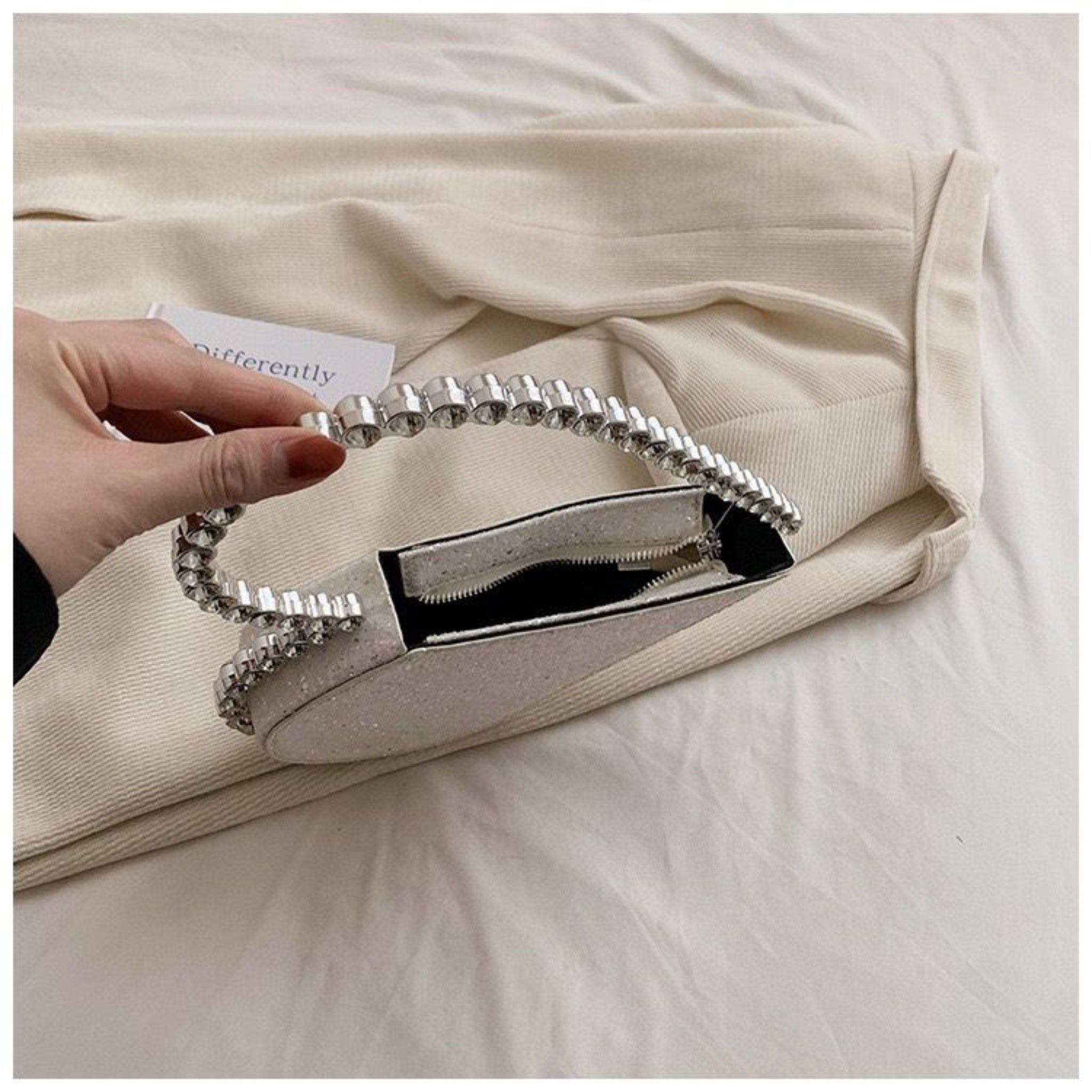 Silver Novi Heart Shape Clutch (With Box)