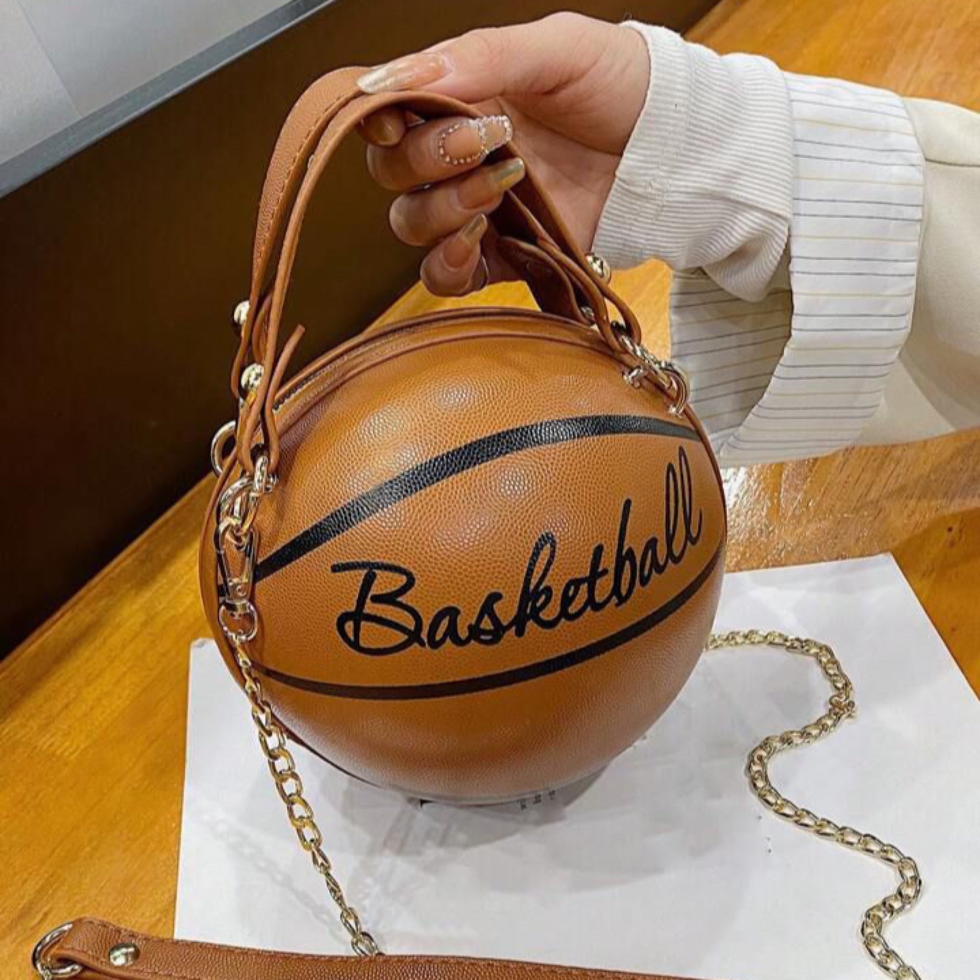 Tan Basketball Sling Bag