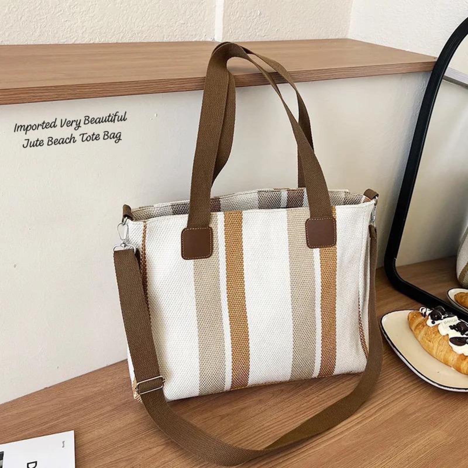 White Mira Canvas Tote Bag