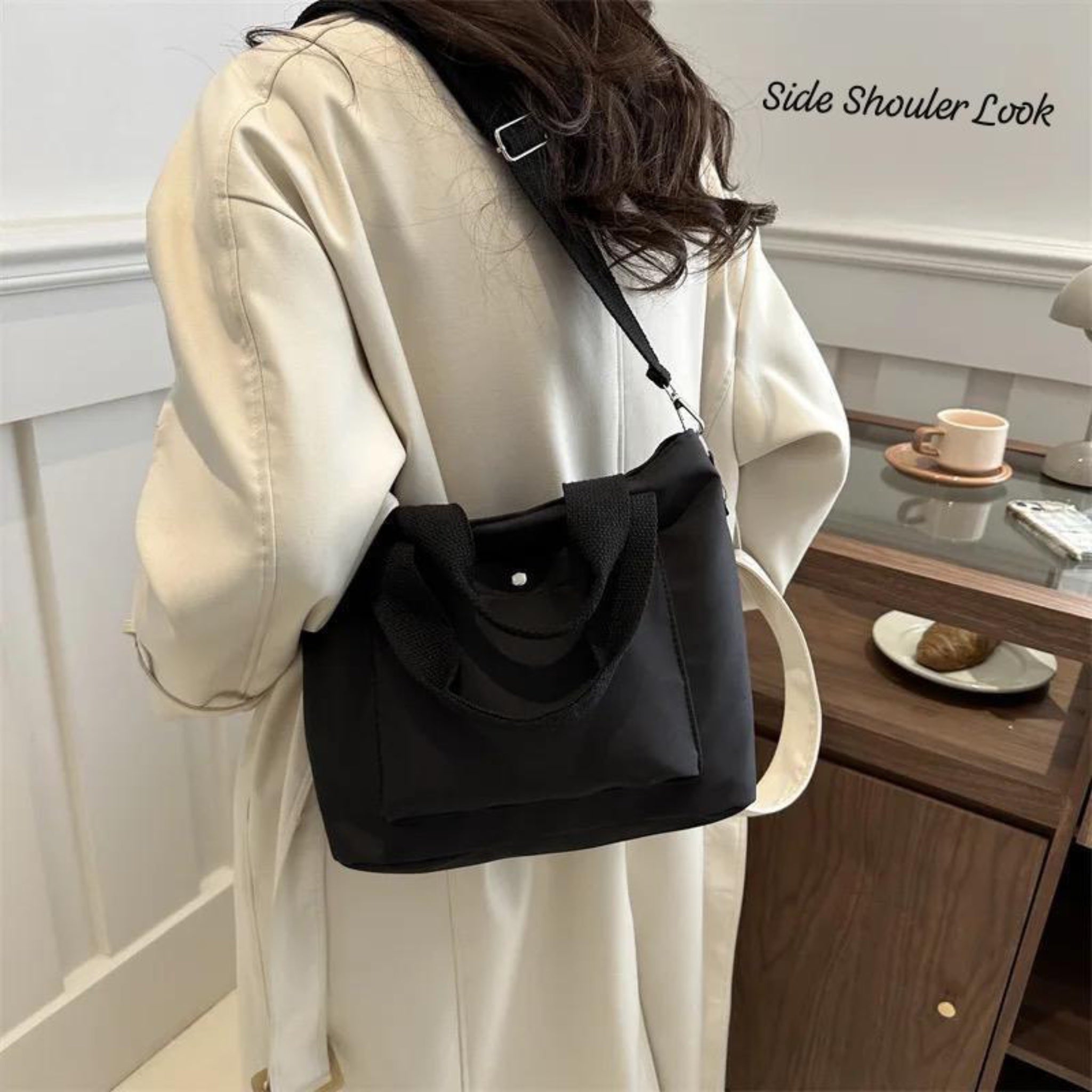 Black Nori Canvas Shoulder Bag