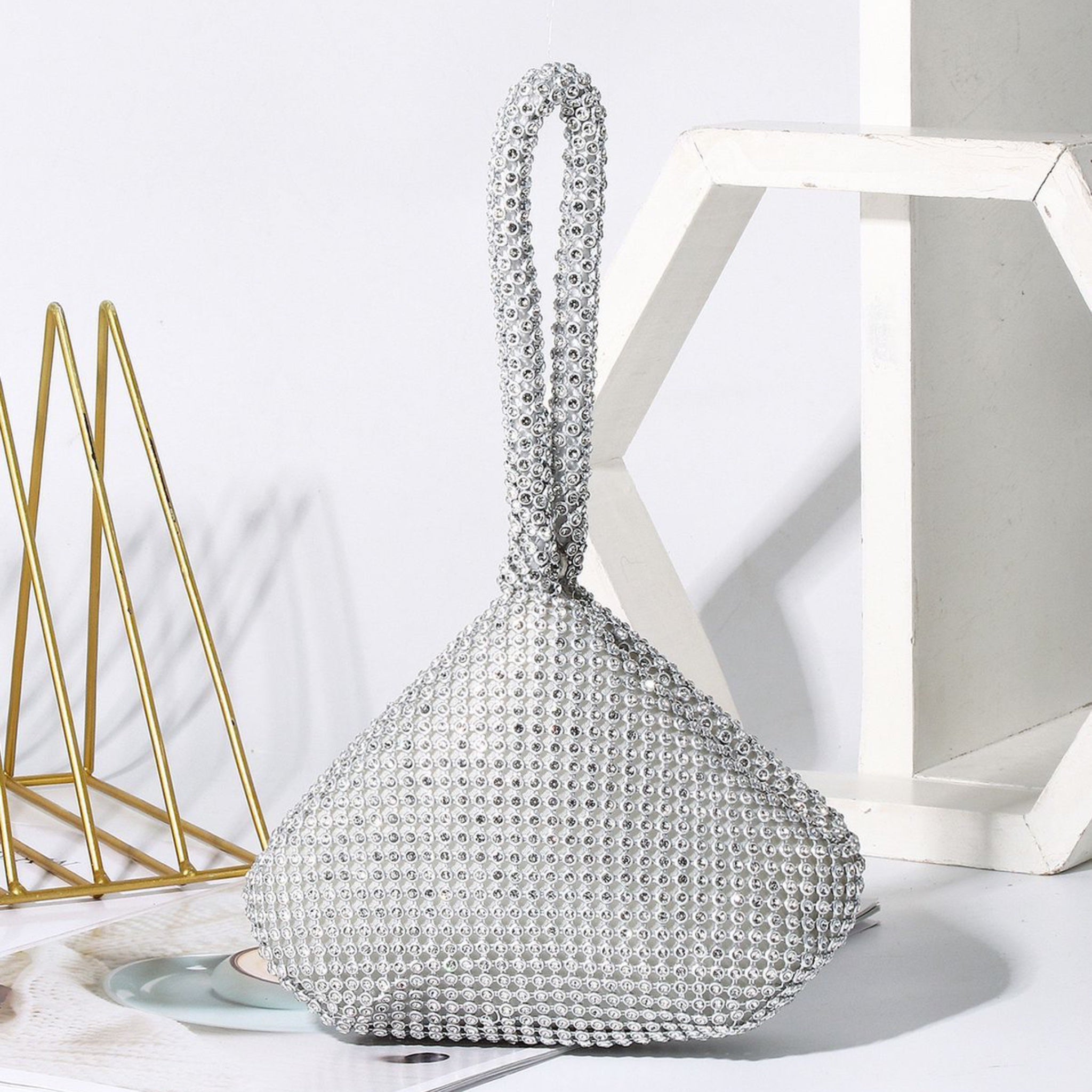 Silver EcoGlam Diamond Sling Bag