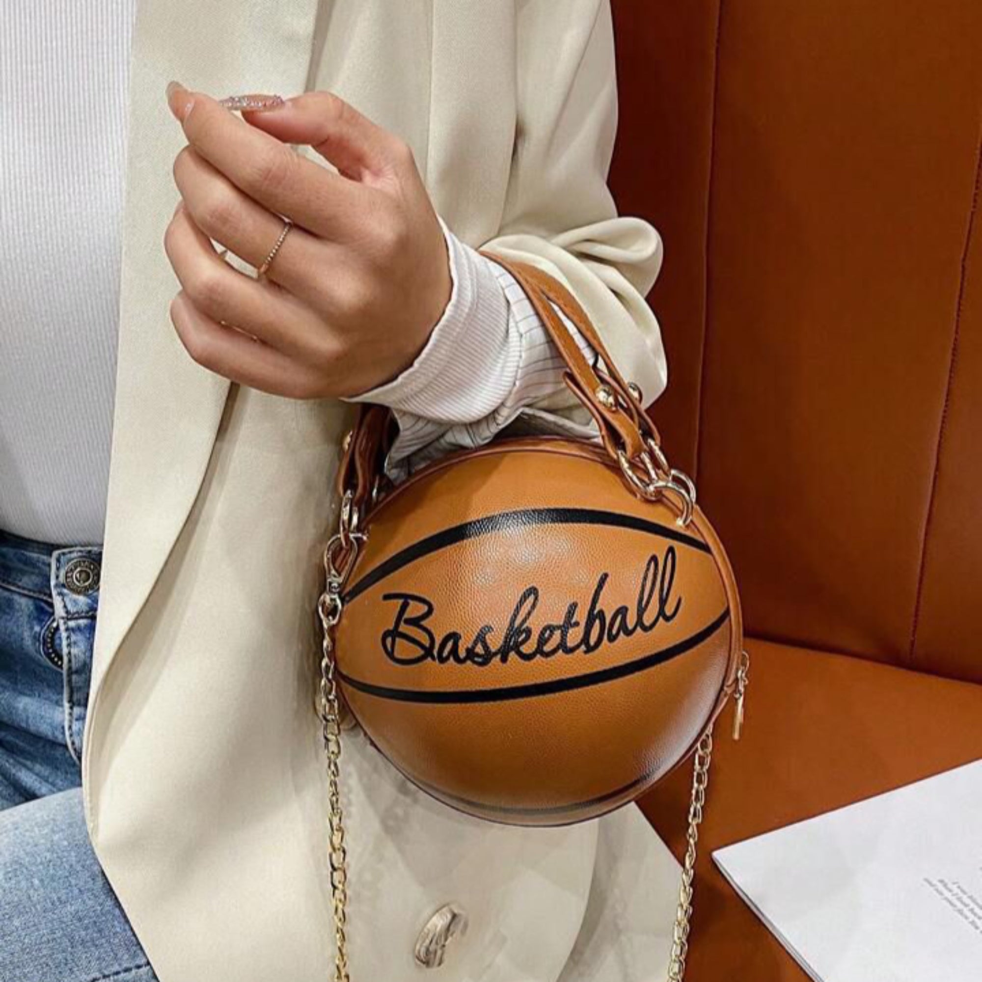 Tan Basketball Sling Bag