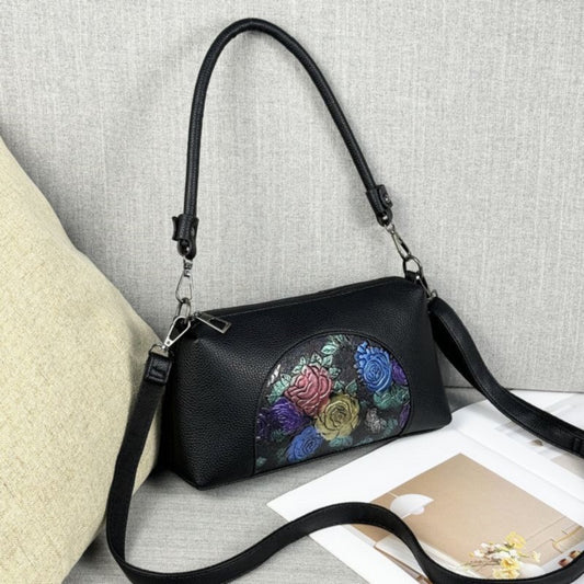 Black Cira Sling Bag - Flower Design