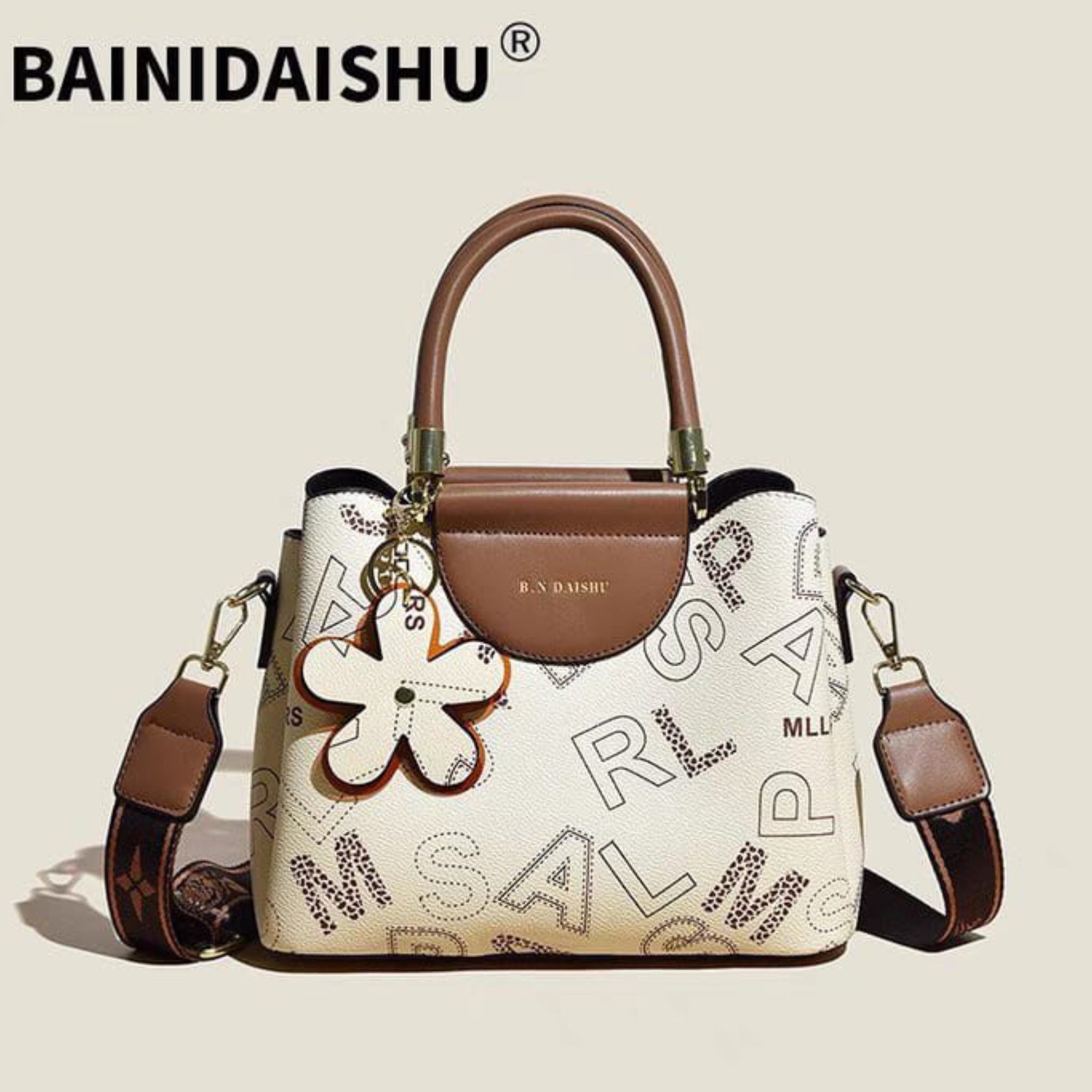 White Print Nilo Handbag