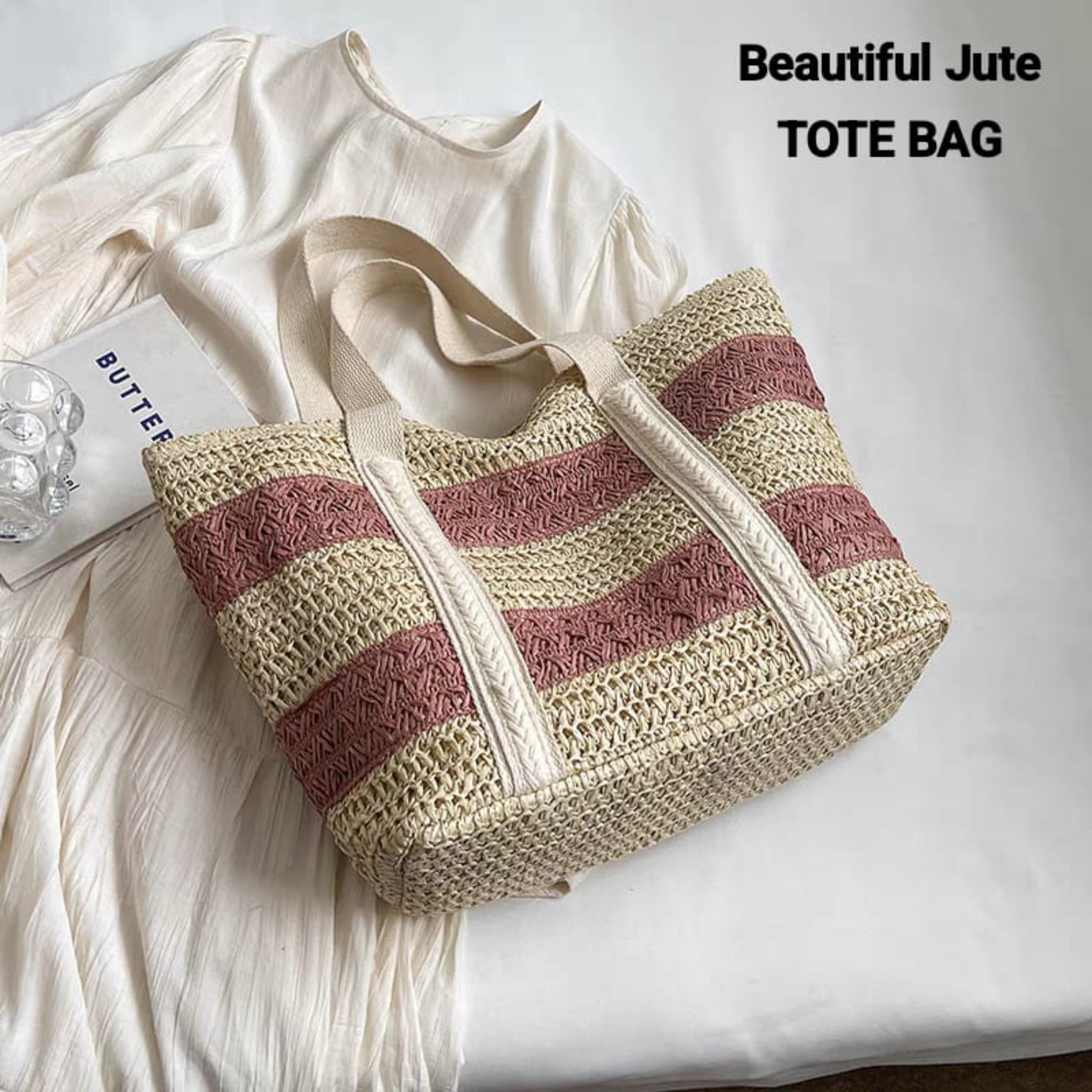 Pink Inka Jute Tote Bag