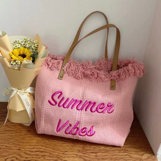 Pink Tova Jute Tote