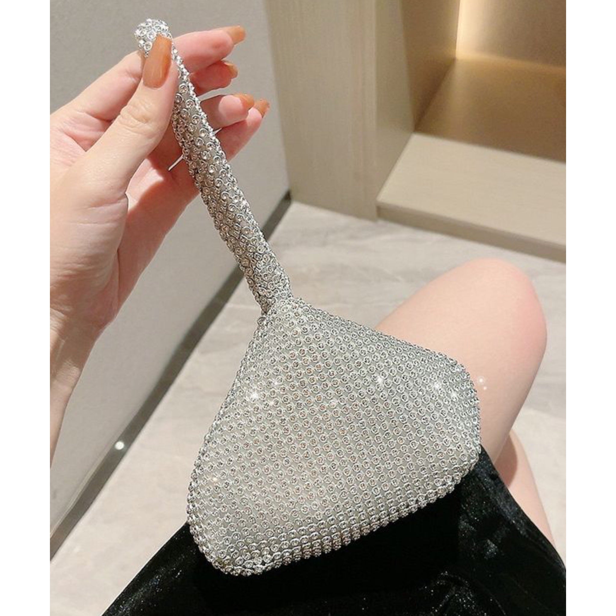 Silver EcoGlam Diamond Sling Bag